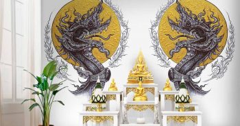 วอเปอร์เปอร์ผนัง ลายพญานาค ตกแต่งห้องพระให้สวยงาม